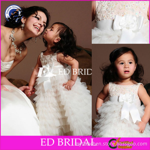 Girls Dress Design New Fashion Floor-Length Tulle Cinderella White Bowknot Flower Girl's Dresses for 5 Years Old 2013 LX070